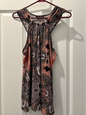 Axcess Black White Orange Patterned Tank Top